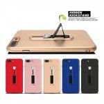 Wholesale iPhone 8 Plus / 7 Plus Runner Slide Stripe Finger Holder Stand Case (Black)